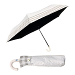 晴雨兼用折傘　５５ｃｍ　一級遮光　チェック　オフ白