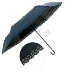 晴雨兼用折傘　５５ｃｍ　ネイビー　パンチングフラワー