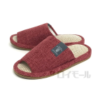 無地麻中スリッパ　レッド　Ｍ