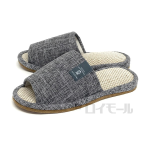 無地麻中スリッパ　グレー　Ｌ