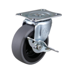 ハンマーキャスター　自在　エラストマー車　ストッパー付　４１５Ｇ－Ｌ７５