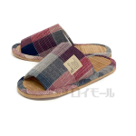 チェック柄　竹スリッパ　Ｍ　レッド