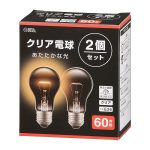 ＯＨＭ　白熱電球　Ｅ２６　６０形相当　クリア　2個セット　LB-D5660C-2PN