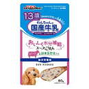 ドギーマン　わんちゃんの国産牛乳　スープごはん　１３歳から用　ビーフと緑黄色野菜入り　８０ｇ