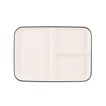 渕彩　クリーンコート　角仕切皿 ＜Ｌ＞　ホワイト&ネイビー　Ｋ-６３３５