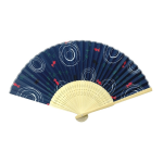 布貼り扇子　紺地金魚柄
