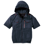 HOOH　Ｖ１１２７　快適ウェア　ミドルファン半袖フードジャケット　ネイビー　３Ｌ