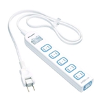 パナソニック　ザ・タップＸ　６個口　一括スイッチ付　１ｍ　ホワイト