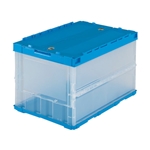 トラスコ　薄型折りたたみコンテナ　５０Ｌロックフタ付　透明
