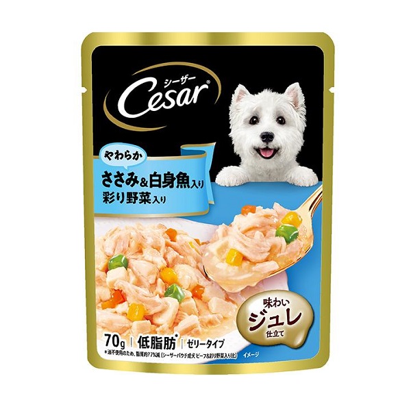シーザー　パウチ　ささみ＆白身魚　野菜入り　ゼリータイプ　７０ｇ
