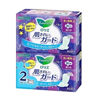 ロリエ　肌きれいガード　多い夜用　羽つき　３０ｃｍ　９コ入×２コパック
