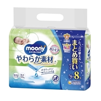 ムーニー おしりふき　やわらか素材　つめかえ用　７６枚入×８コ