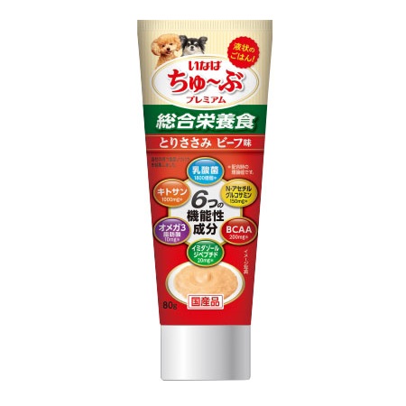 いなば　ちゅ～ぶプレミアム 　犬用　とりささみ　ビーフ味　８０ｇ