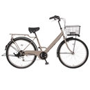 軽快車（シティサイクル）26インチ　常時点灯LEDライト　外装6段　ベージュ　NH-506-1-BE