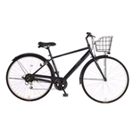 カゴ付きクロスバイク　27インチ　常時点灯LEDライト　外装6段　ブラック　NH-303-1-BK