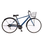 カゴ付きクロスバイク　27インチ　常時点灯LEDライト　外装6段　ダークブルー　NH-303-2-DBL