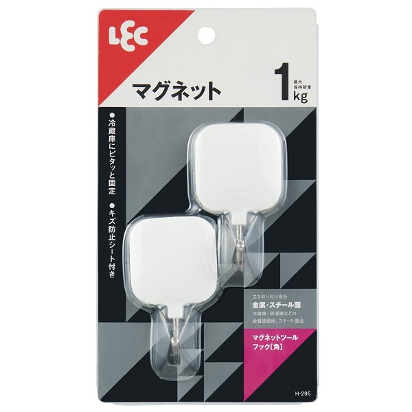 レック　マグネットフック　角型　耐荷重　1kg　2個入