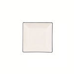 渕彩　クリーンコート　角小皿　ホワイト&ネイビー　Ｋ-６３２８