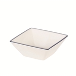 渕彩　クリーンコート　角小鉢　ホワイト&ネイビー　Ｋ-６３３２