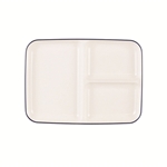 渕彩　クリーンコート　角仕切皿 ＜ＬＬ＞　ホワイト&ネイビー　Ｋ-６３３６