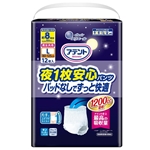 アテント　夜１枚安心パンツ パッドなしでずっと快適　男女共用　Ｌ　１２枚入