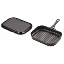 ラクッキング　鉄製蓋・ハンドル付　角型グリルパン　２５×１７ｃｍ（ウェーブ）